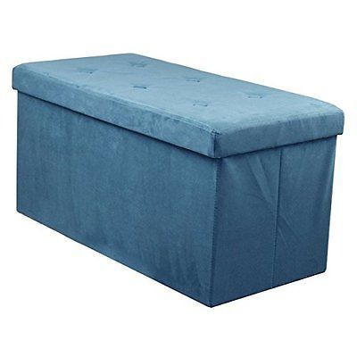 Sorbus Storage Bench Chest Contemporary Faux Suede Small Teal
