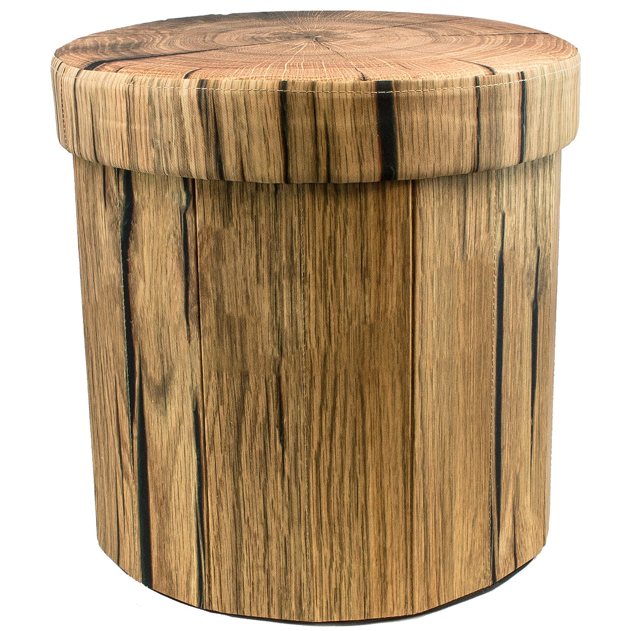 Sorbus Tree Stump Ottoman Cube Foldable Collapsible With Lid Cover Tree Stump