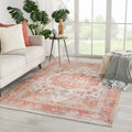 Porch Den Quinn Medallion Orange Ivory Area Rug