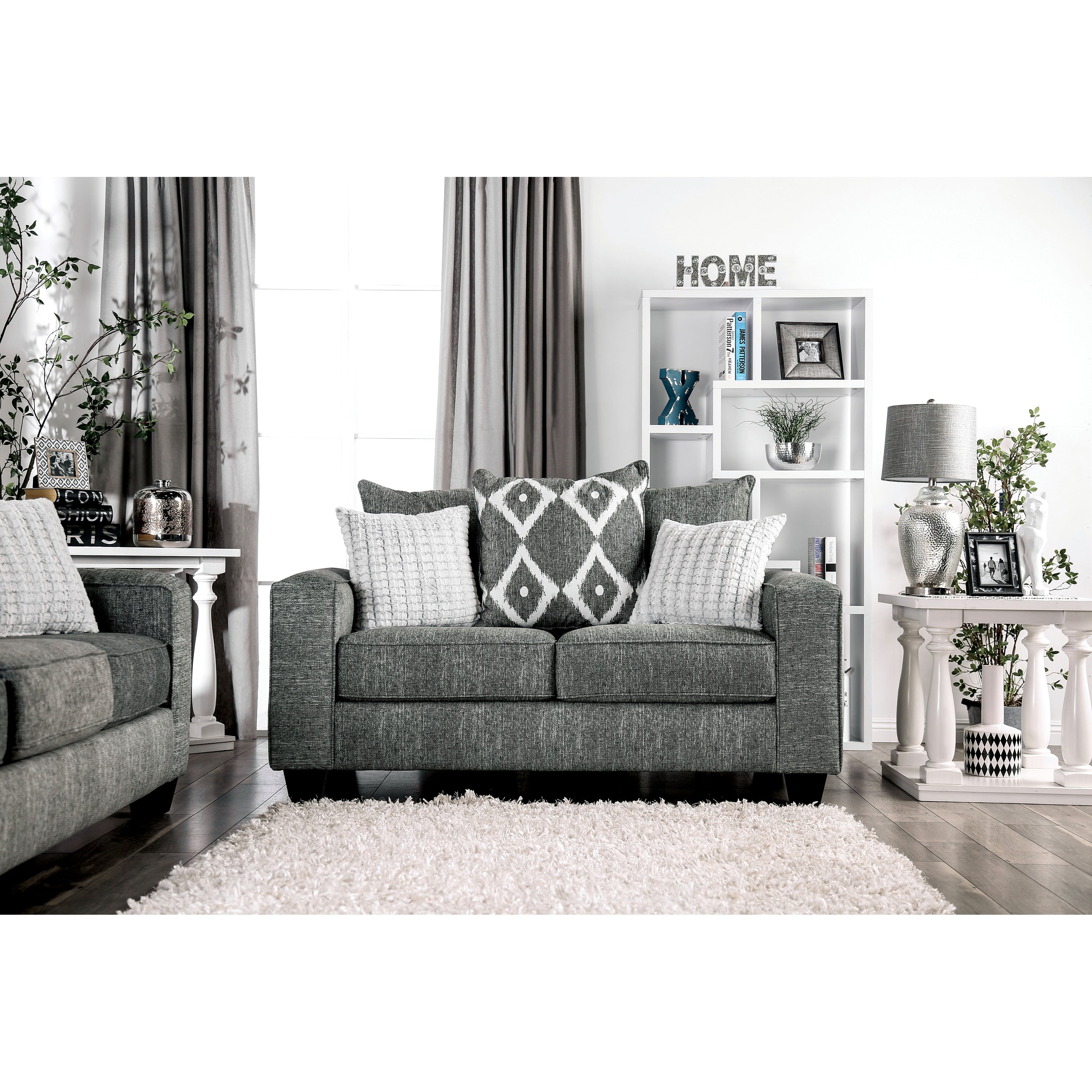Furniture Of America Southampton Grey Fabric Contemporary Loveseat