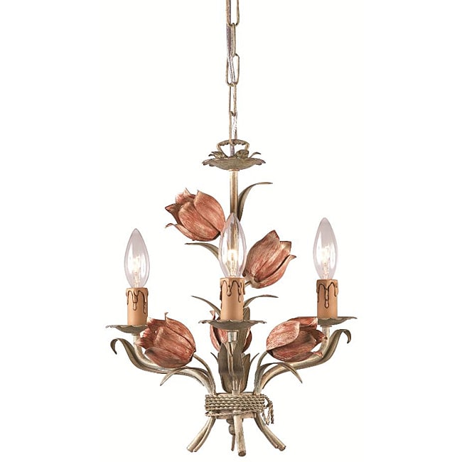 Crystorama Southport 3 Light Sage Rose Mini Chandelier