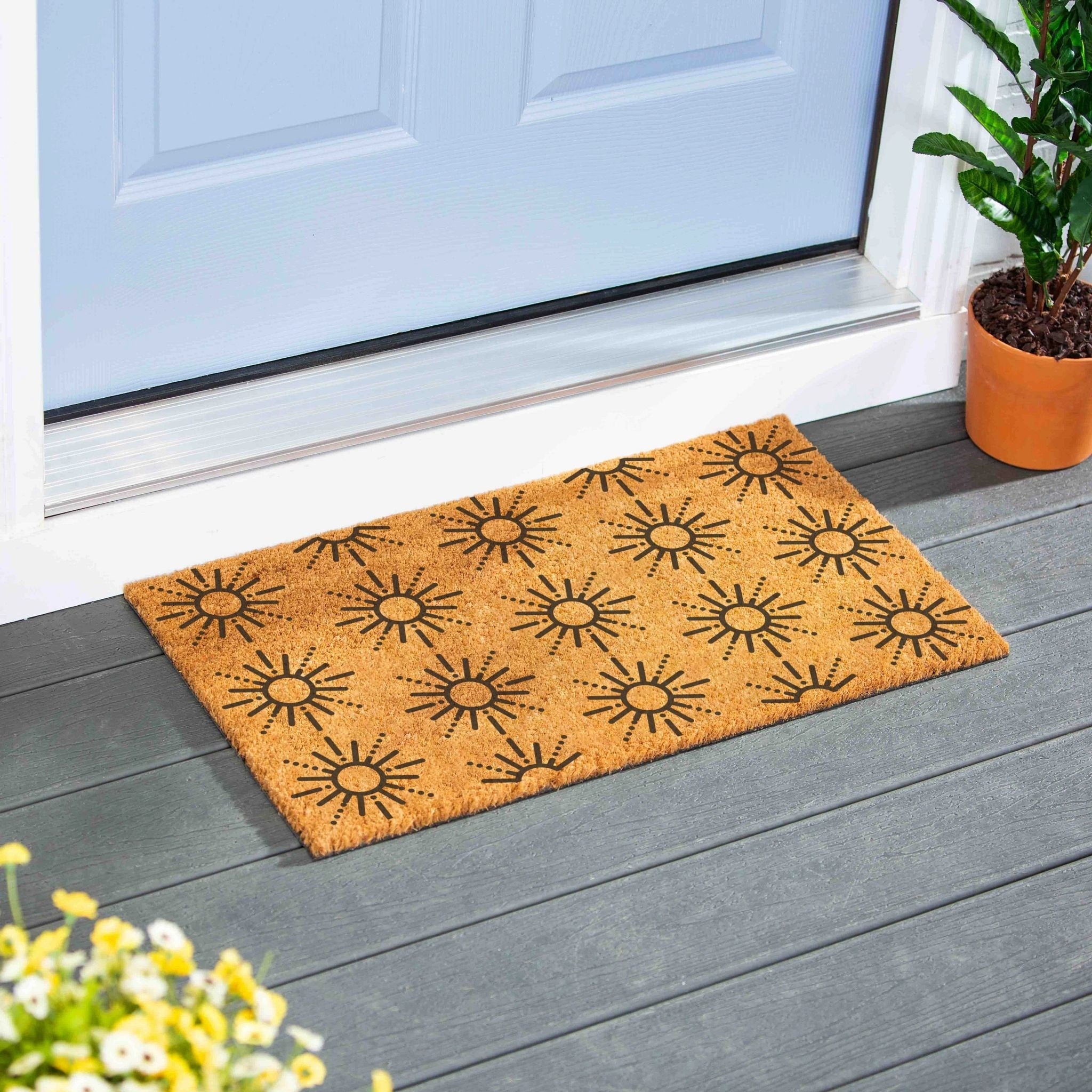 Southwest Sun Motif Coir Door Mat 28 X 16 28 X 16