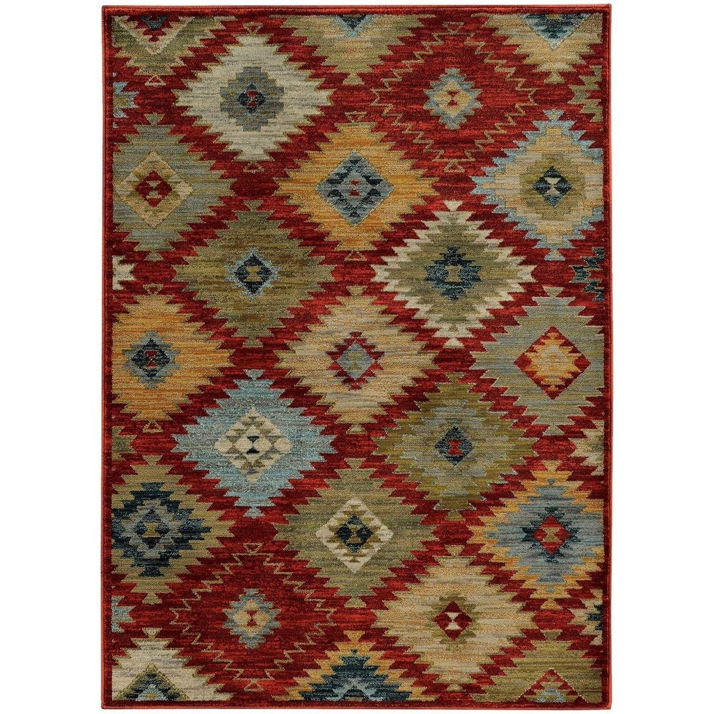 Southwest Tribal Red Multi Rug 53 X 76 53 X 76