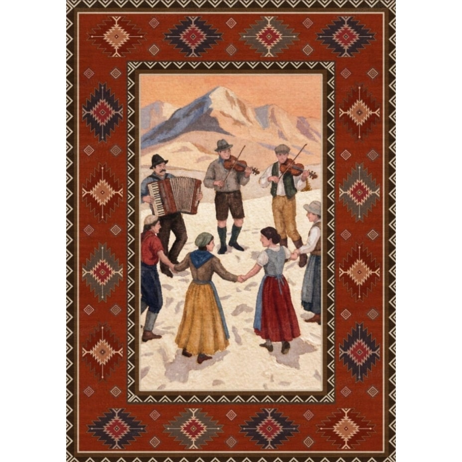 Southwestern Folk Dance Washable Indoor Area Rug