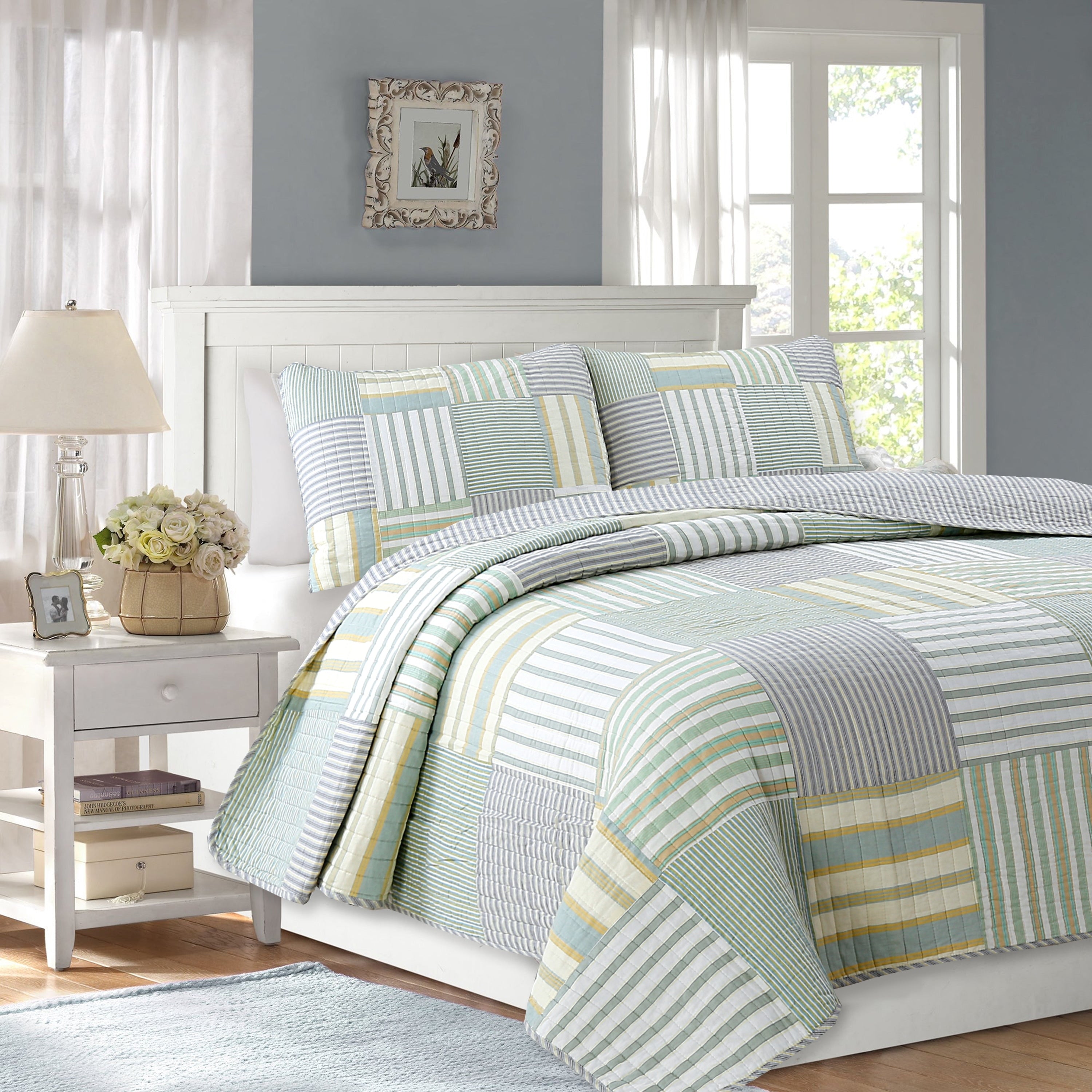 Spa Stripes Patchwork Quilt Set