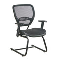Space 55 Series Black Air Grid Seat Back Deluxe Sled Base Visitors Chair