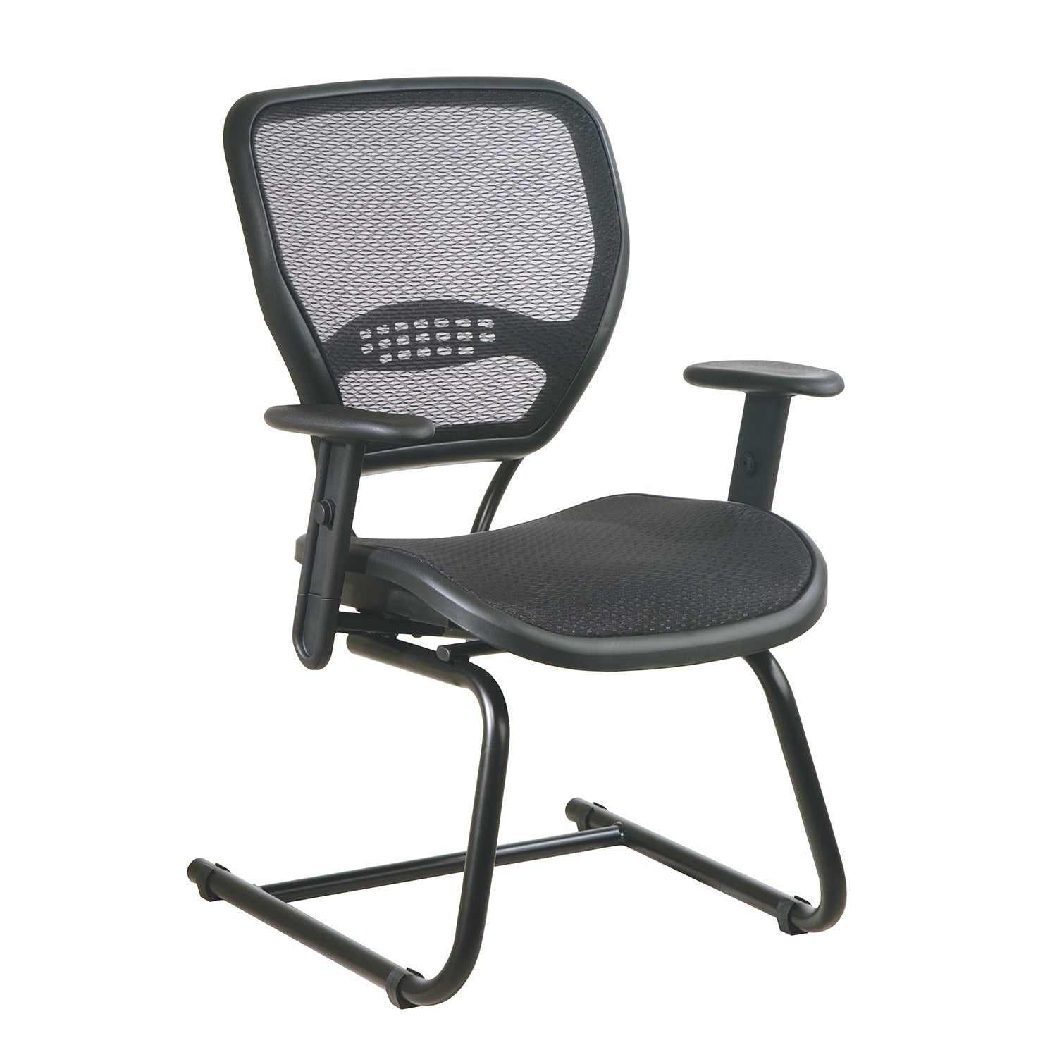 Space 55 Series Black Air Grid Seat Back Deluxe Sled Base Visitors Chair