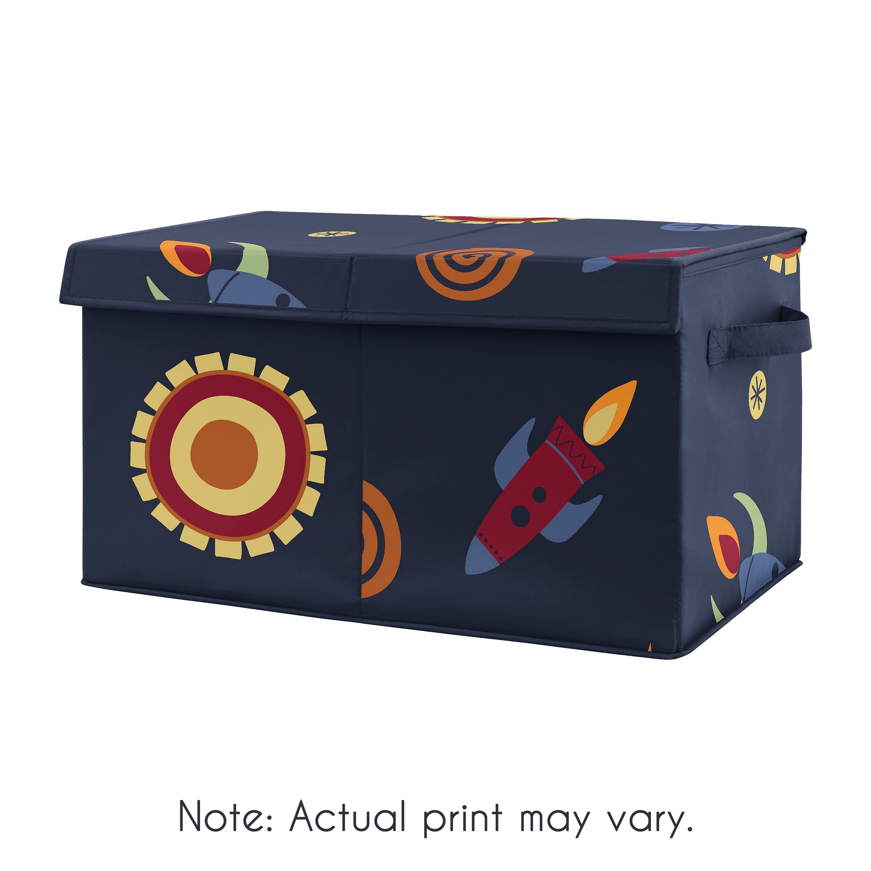 Space Galaxy Planets Collection Boy Kids Fabric Toy Bin Storage Navy Blue Star And Moon Rocket Ship