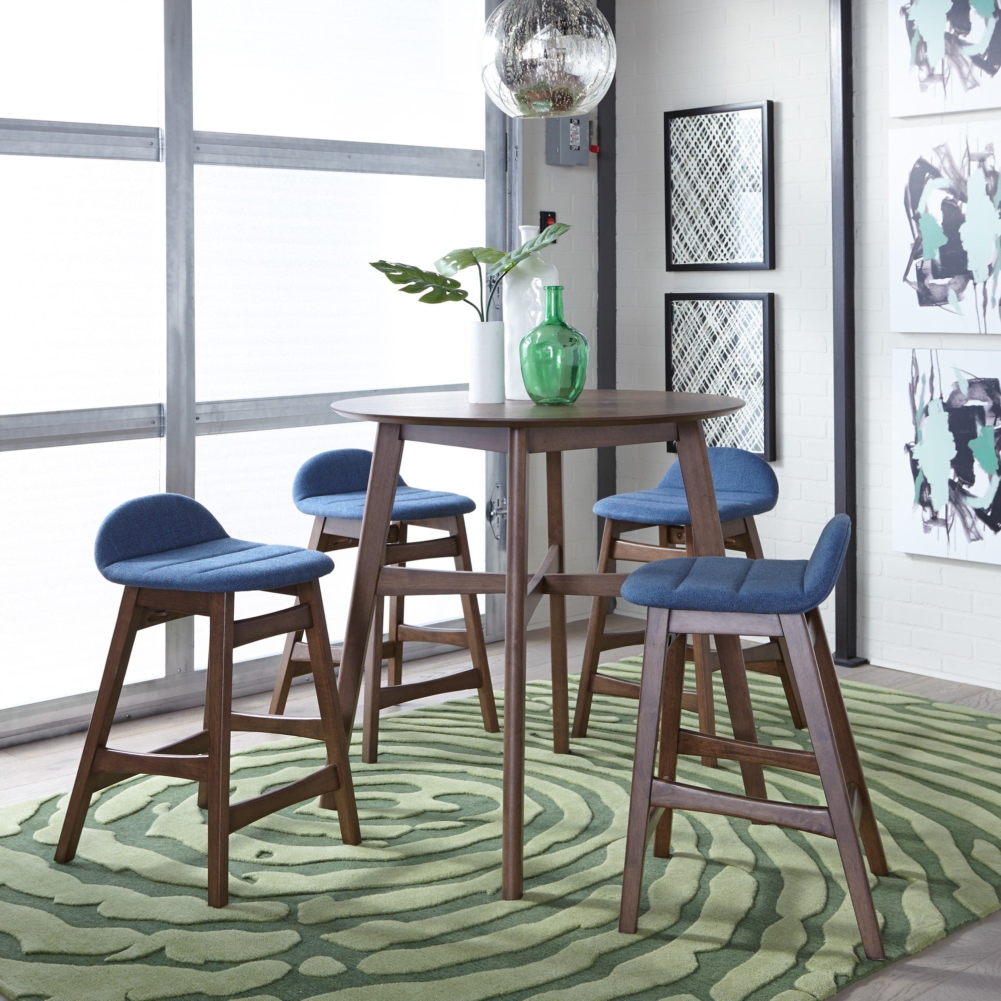 Space Savers Satin Walnut 5 Piece Gathering Table Set