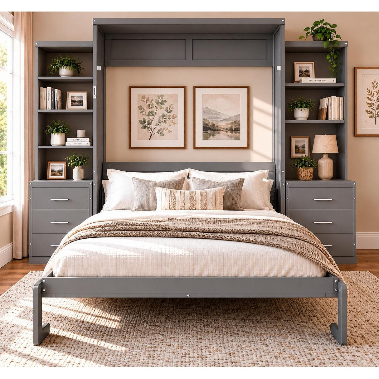 Space Saving Murphy Bed Cabinet With Dual Side Storage Towers By Harper Bright Designs