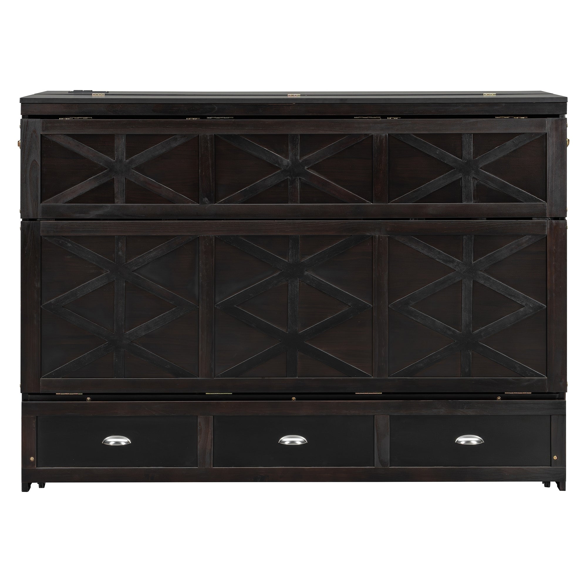 Space Saving Queen Murphy Bed With Usb Outlets And Storage Drawers