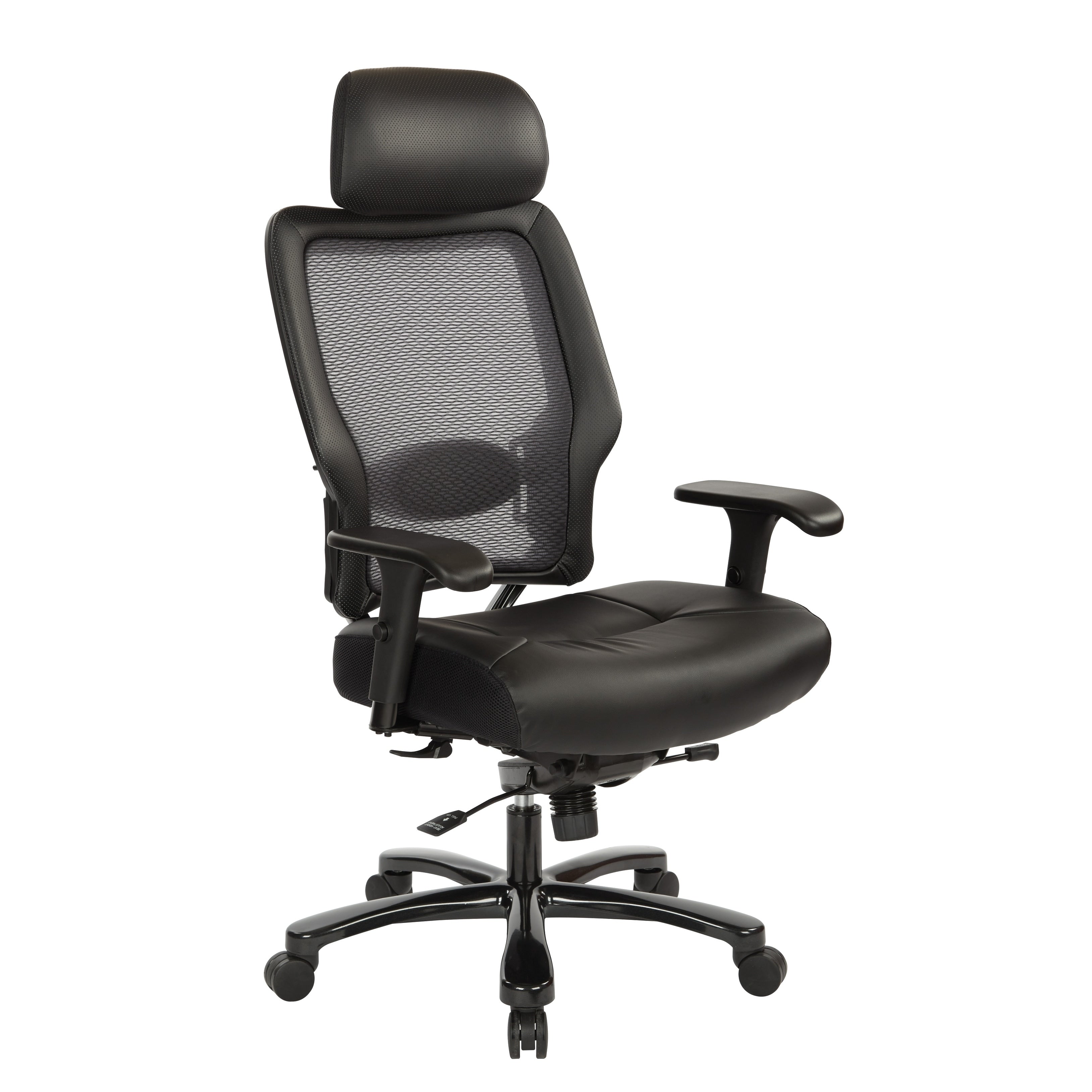 Space Seating Executive Big And Tall Chair In Black Bonded Leather