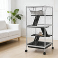 Spacious Pet House Rolling Small Animal Hutch Cage Small Pet Hutch Is Designed For Convenient Cleaning White