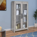 Spacious Wooden Curio Cabinet With Two Glass Doors Gray