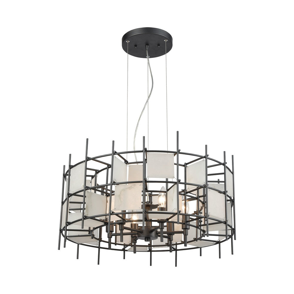 Spanish Alabaster 6 Light Pendant Dark Graphite