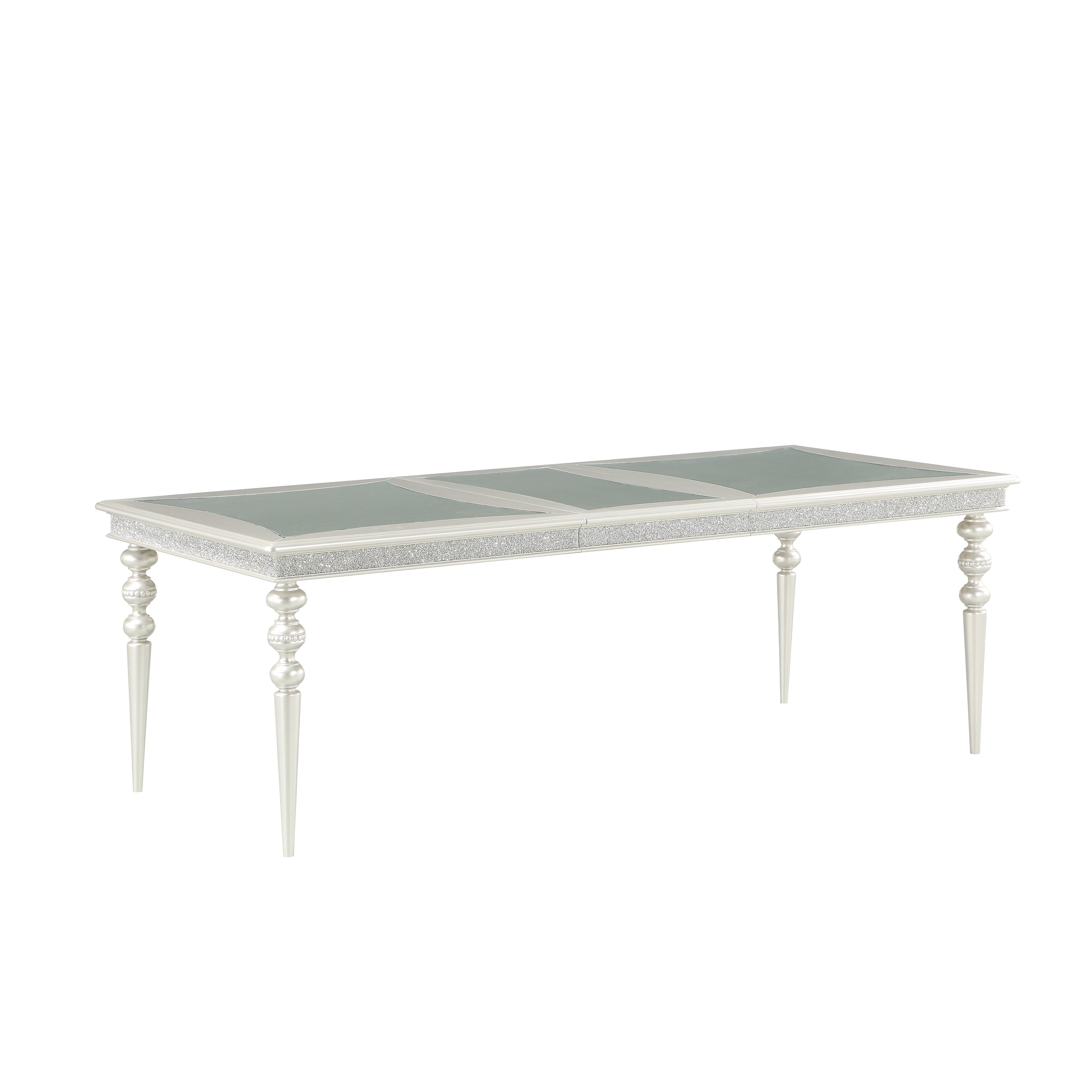 Sparkling Rectangular Dining Table With Rhinestone Inlay Silver And Clear