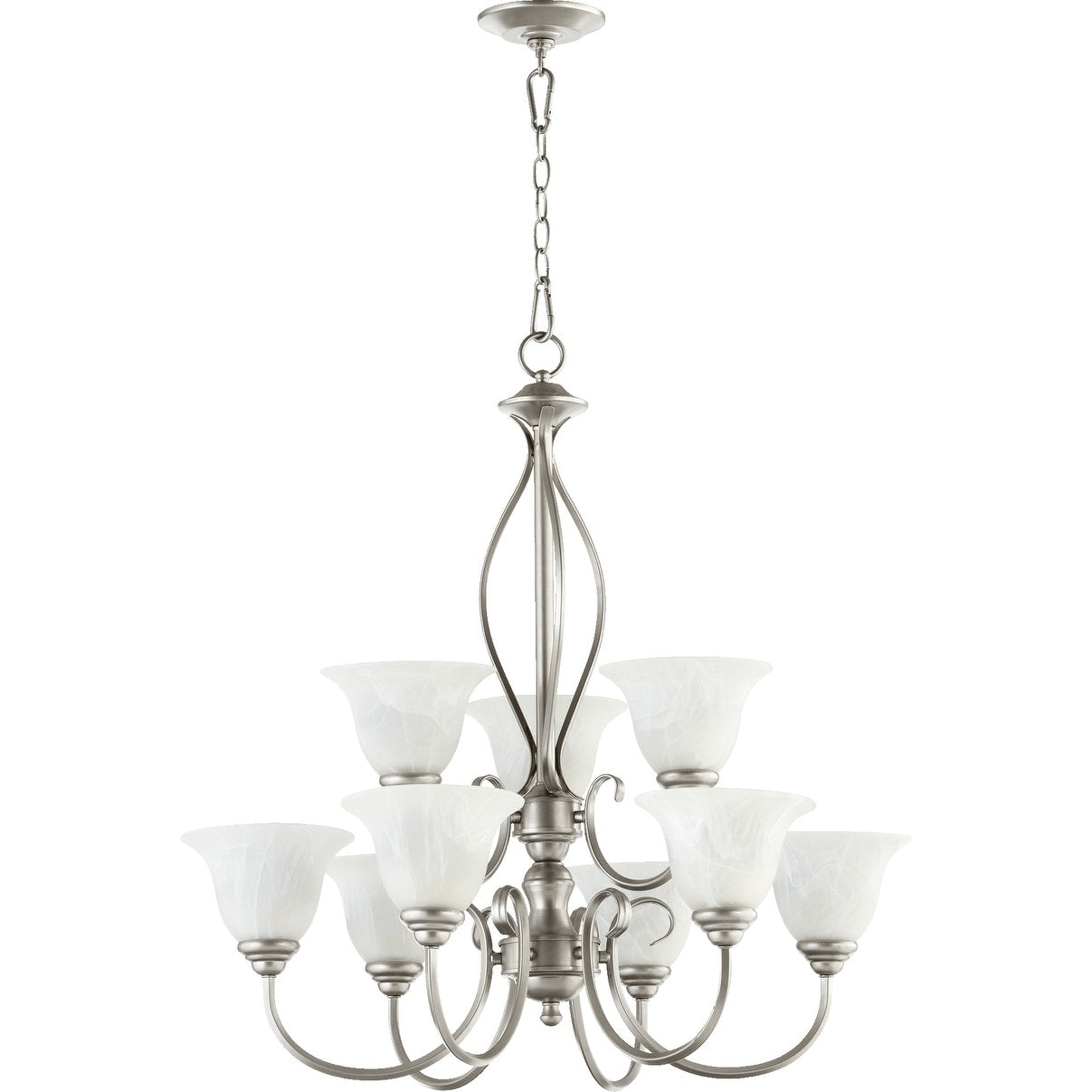 Spencer Classic Nickel And Faux Alabaster 9 Light Chandelier