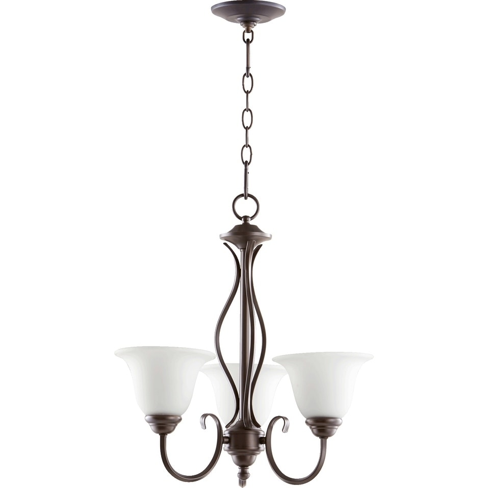Spencer Oiled Bronze And Satin Opal 3 Light Chandelier