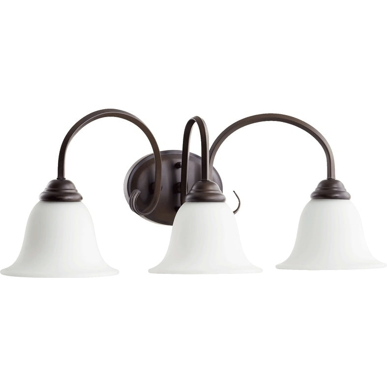 Spencer Oiled Bronze And Satin Opal 3 Light Vanity Lighting