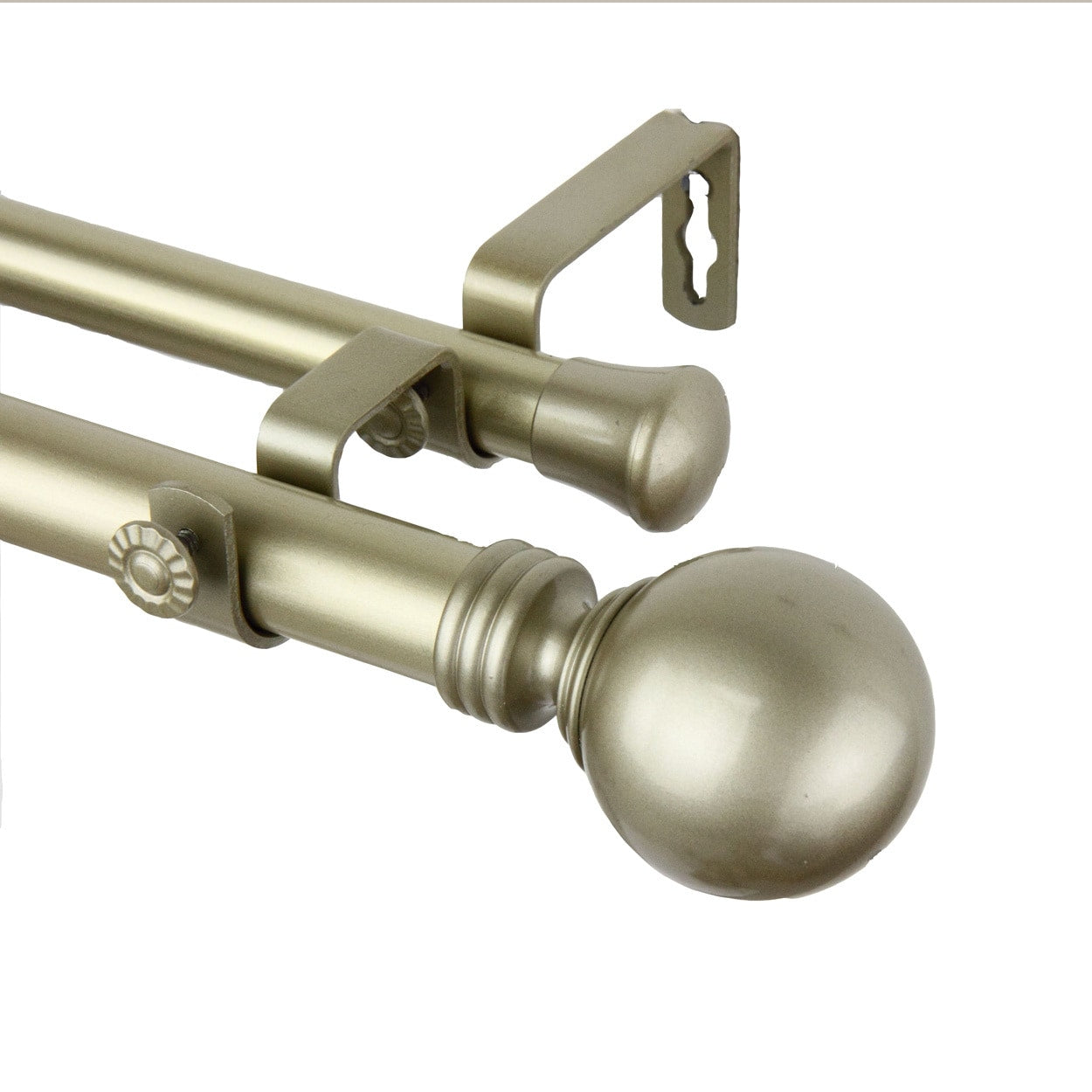 Instyledesign Sphere Light Gold Adjustable Double Curtain Rod Finial Set