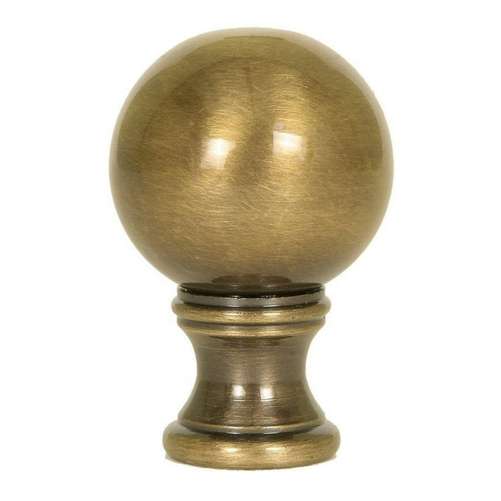 Sphere Round Lamp Finial Antique Brass 1.75 H