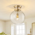 Spiral Glass 1 Light Semi Flush Mount Kitchen Ceiling Lamp 9.8 In