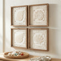 Spiral Seashells Framed 3D Coastal Beach Wall Art Set Of 4 For Bathroom Bedroom Beach House Decor 9X9