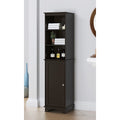 Spirich Home Befreestanding Storage Cabinet With Three Tier Shelves Tall Slim Cabinet Free Standing Linen Tower White Finish