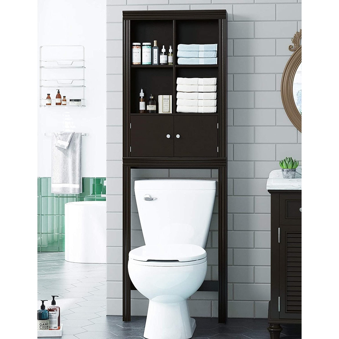 Spirich Home Bathroom Shelf Over The Toilet Bathroom Cabinet Organizer Over Toilet Space Saver Cabinet Storage White