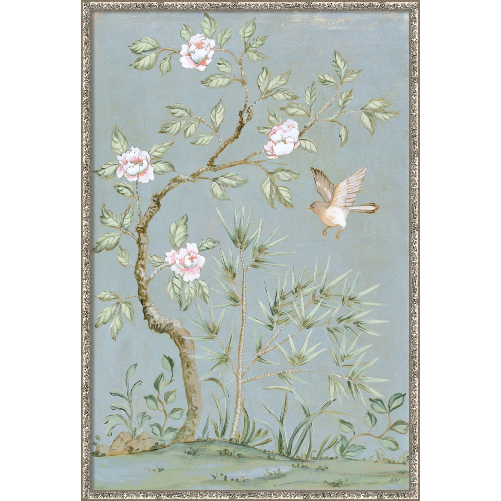 Spring Flower Mural Ii Blue By Julia Purinton Framed Mounted Canvas Wall Art Print