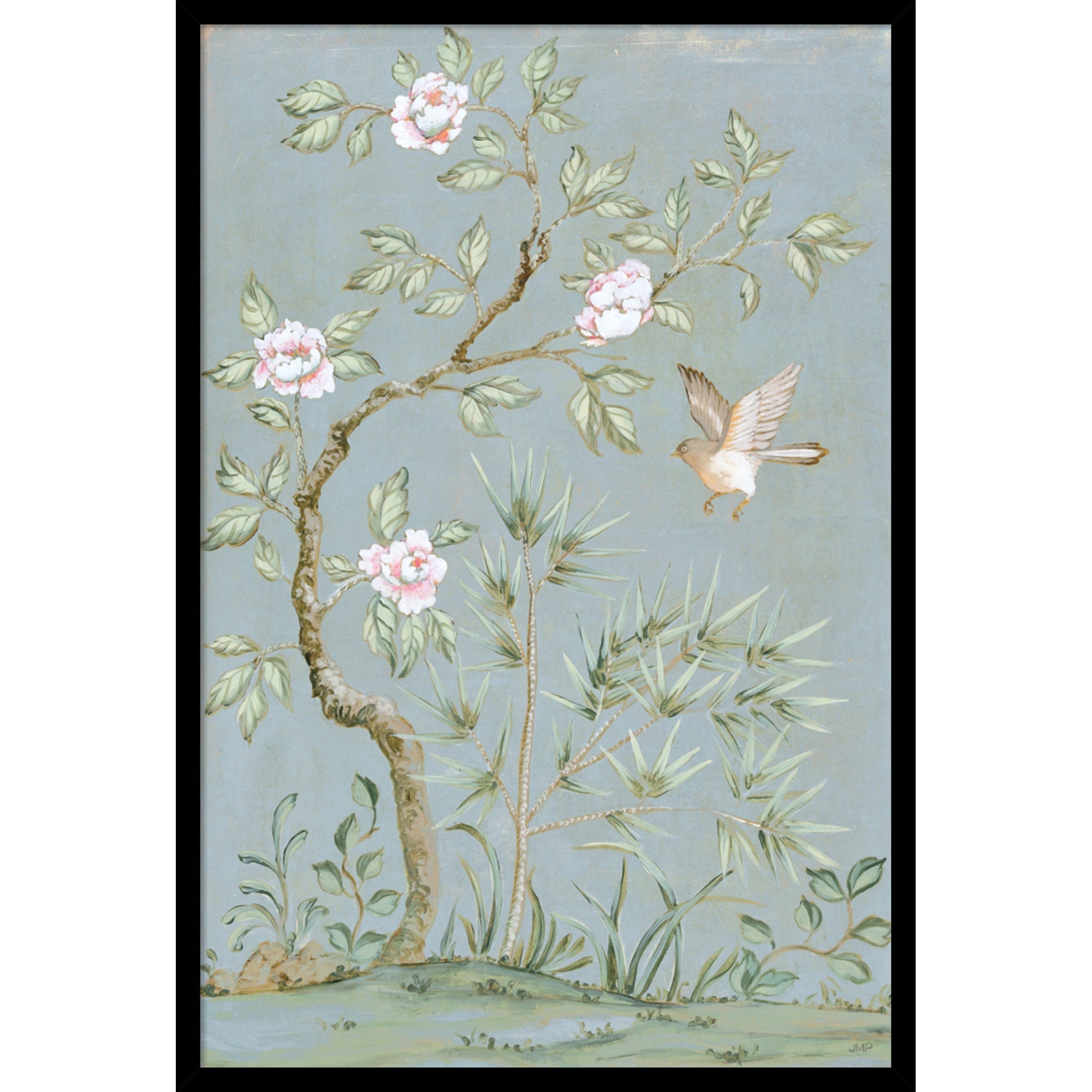 Spring Flower Mural Ii Blue By Julia Purinton Framed Mounted Canvas Wall Art Print