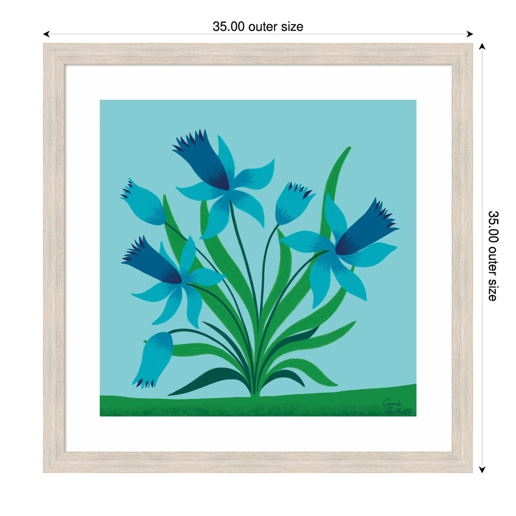 Spring Flowers By Carrie Cantwell Wood Framed Wall Art Print Hardwood White Wash Narrow