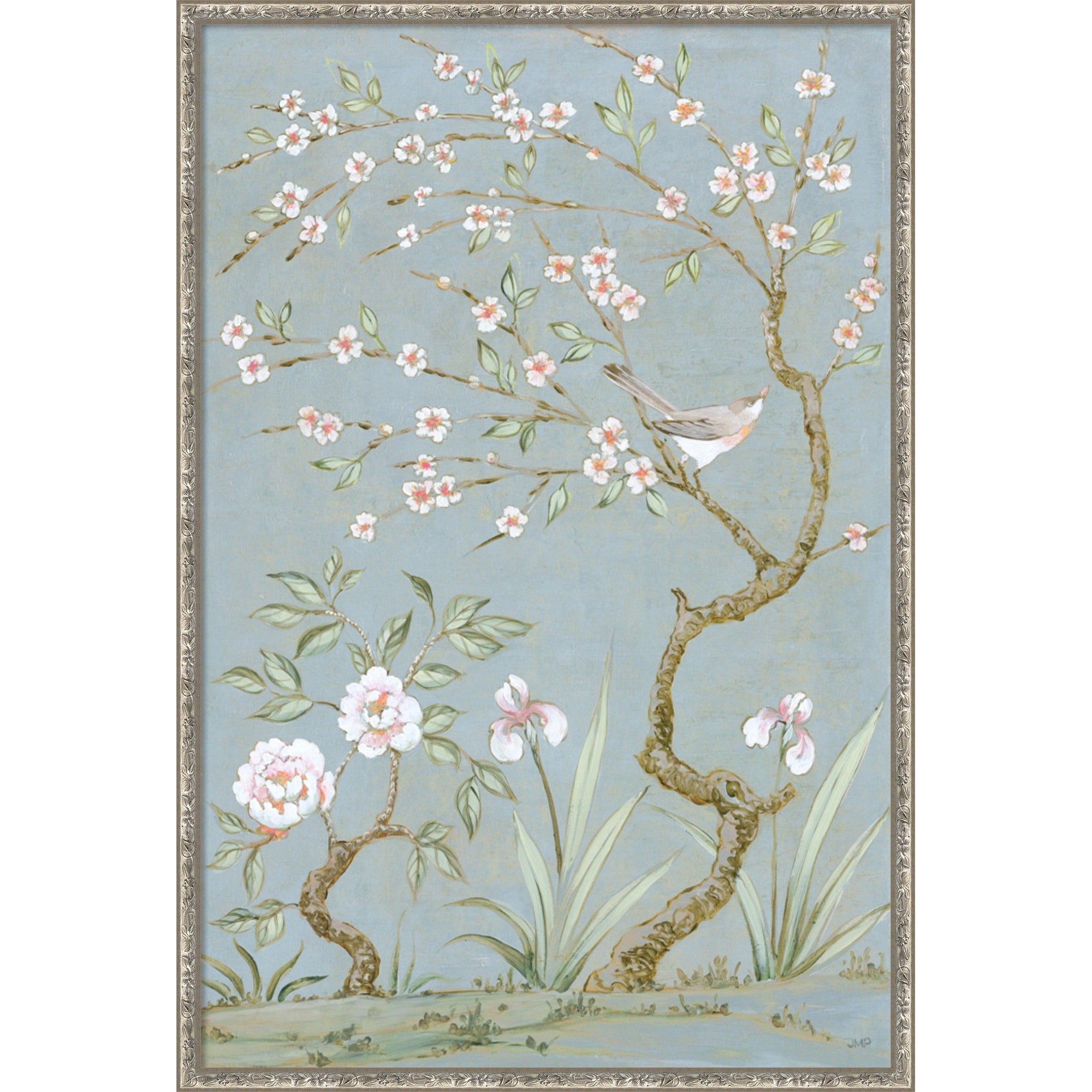Spring Mural I Blue By Julia Purinton Framed Mounted Canvas Wall Art Print