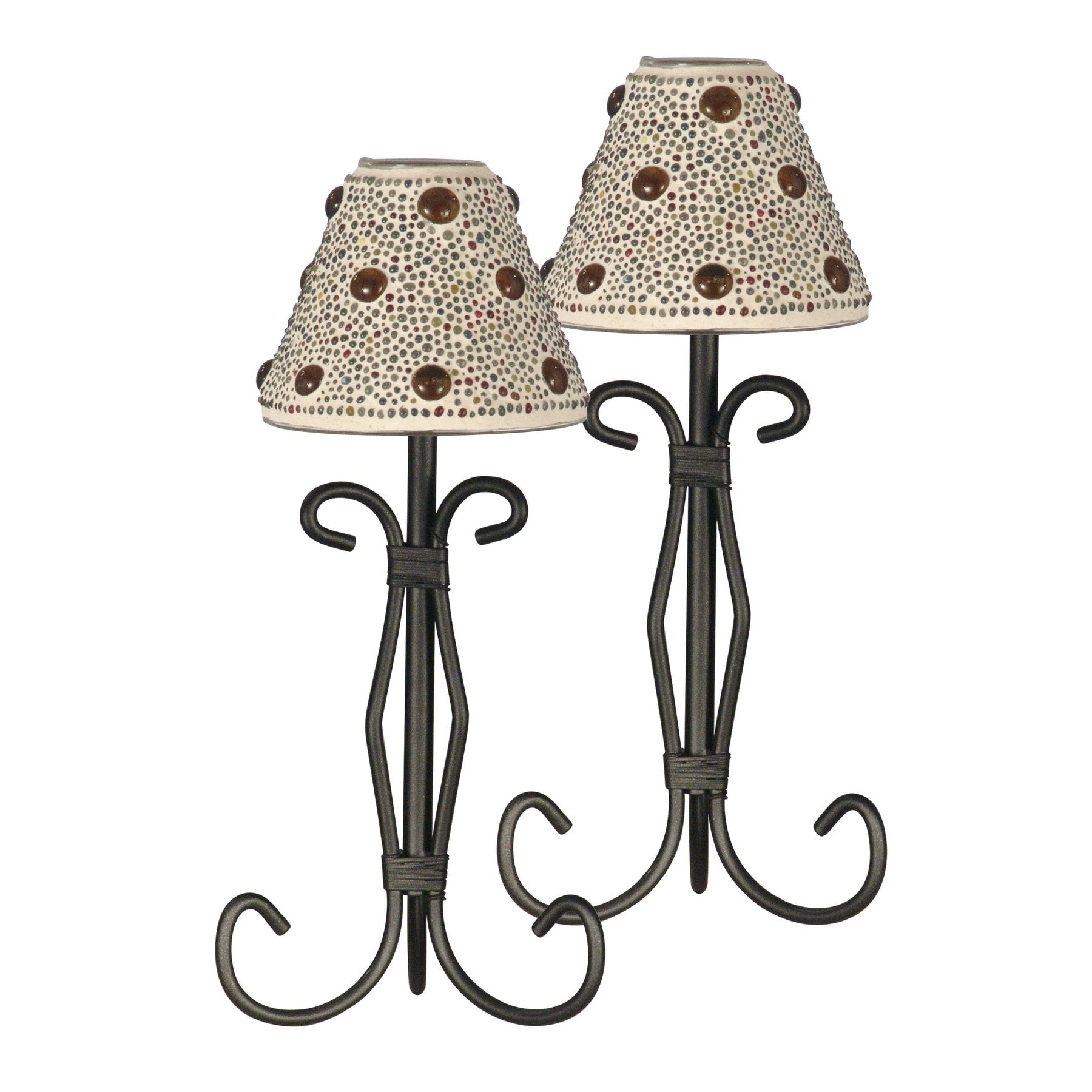 Springdale 12H Bead Jewel Cone 2 Piece Mosaic Art Glass Candle Votives