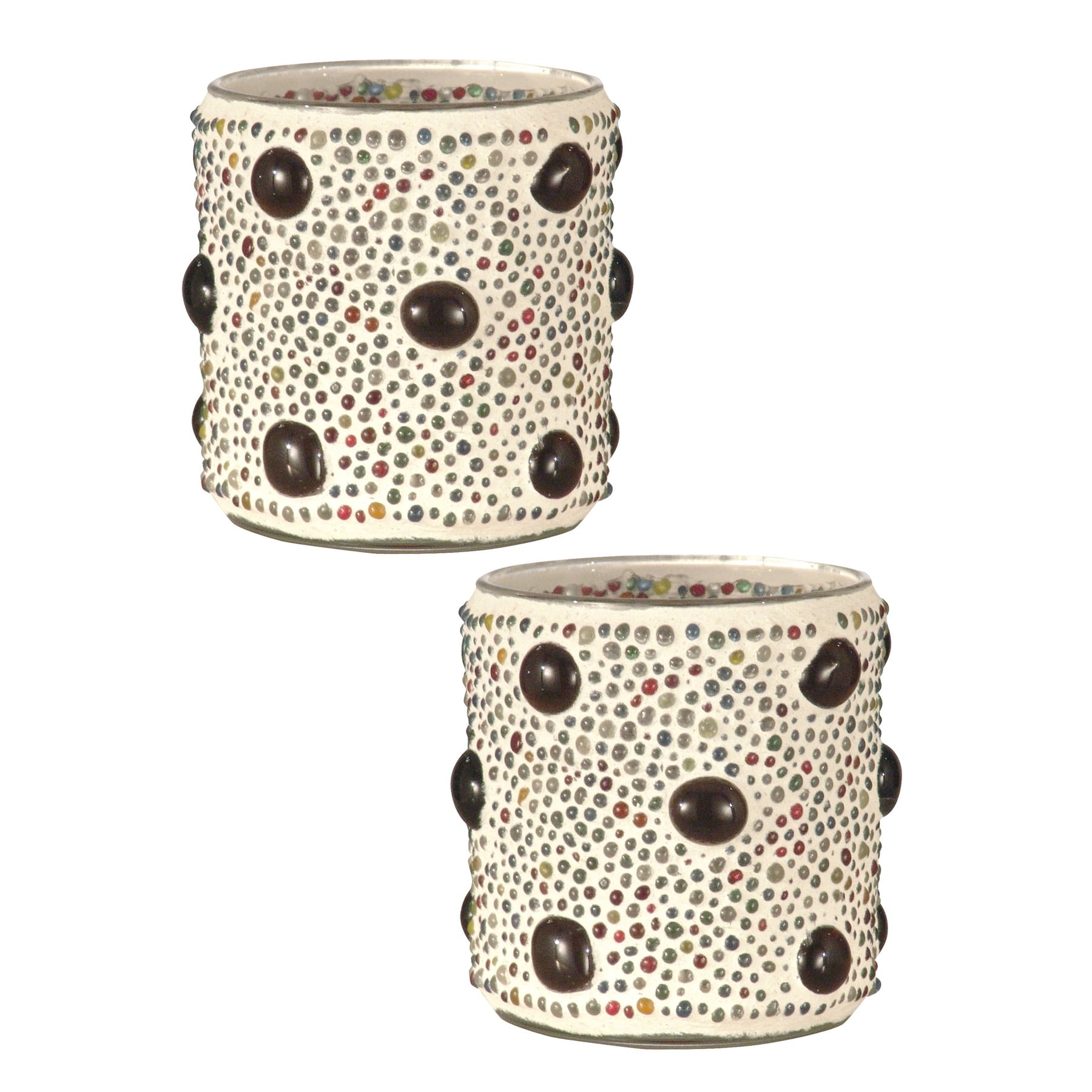 Springdale 3 H Beaded Jewel 2 Pack Mosaic Art Glass Candle Votive Set