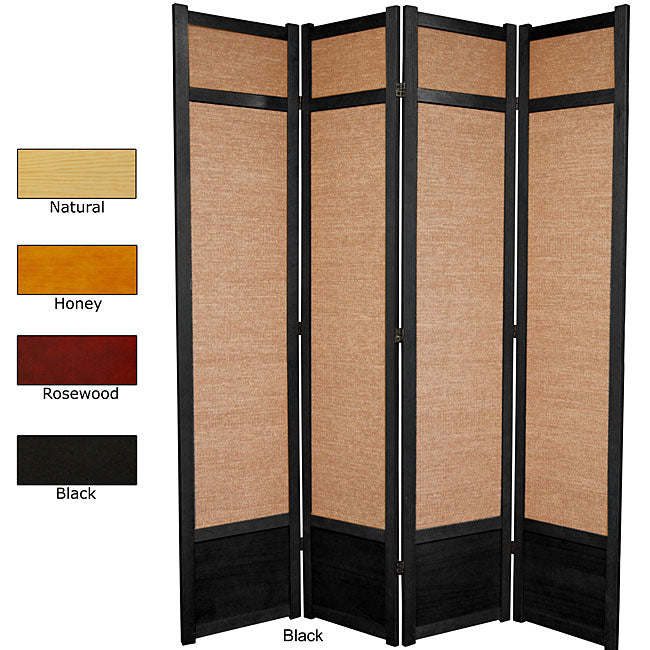 Handmade Spruce Wood And Jute 4 Panel Room Divider China