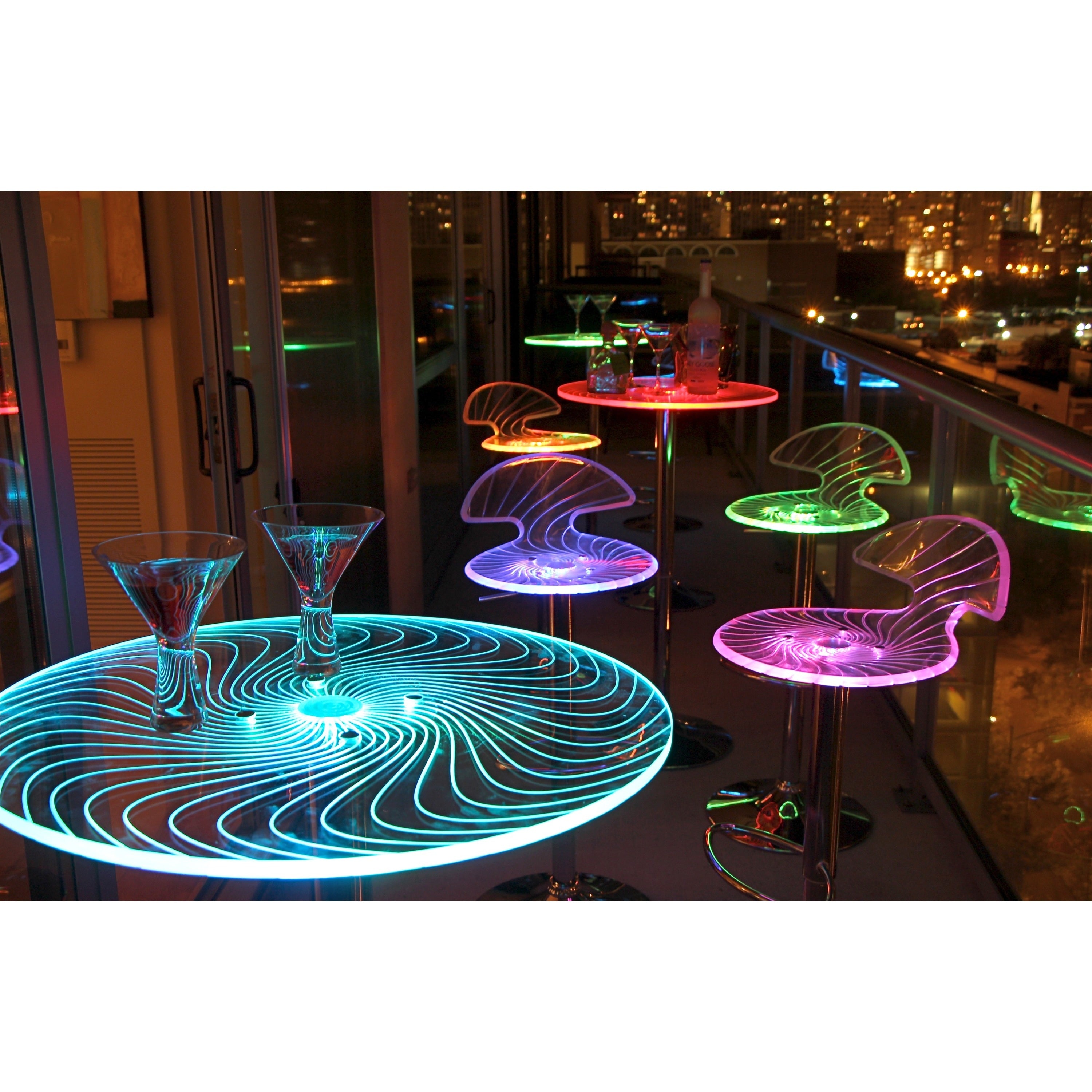 Porch Den Starbuck Metal Acrylic Led Light Up Bar Table