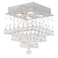 Chrome Finished Steel Crystal 4 Light Contemporary Flush Mount Fixture