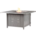 Aluminum Outdoor 42 In. Square Propane Fire Table With Wind Blockers Fire Beads Lid And Fabric Cover In Antique Copper Finish