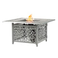 Aluminum Outdoor 42 In. Square Propane Fire Table With Wind Blockers Fire Beads Lid And Fabric Cover In Antique Copper Finish