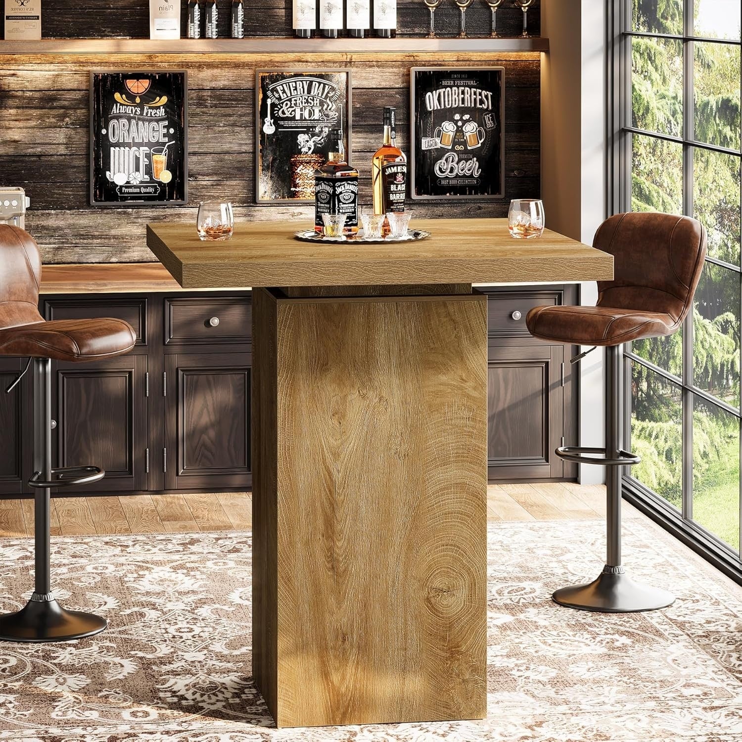 Square Bar Table 39.4 H Industrial High Top Table