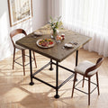 Square Bar Table Solid Wood Tabletop With Sturdy Metal Frame 35.43L 35.43W 35.83H