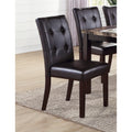 Square Button Tufted Dining Chairs Espresso Finish Diningroom Furniture