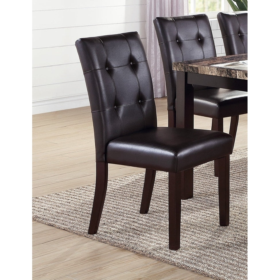Square Button Tufted Dining Chairs Espresso Finish Diningroom Furniture