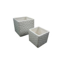 Square Ceramic Pot Planters 5 Square X 5 H White Set Of 2