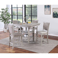 Square Dining Table Set 5Pc Rustic Gray Finish Open Shelf