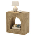 Square End Table 2 Tier Farmhouse Side Table With Arched Open Shelf