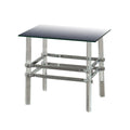 Square Glass And Metal End Table With Tubular Legs Silver And Clear