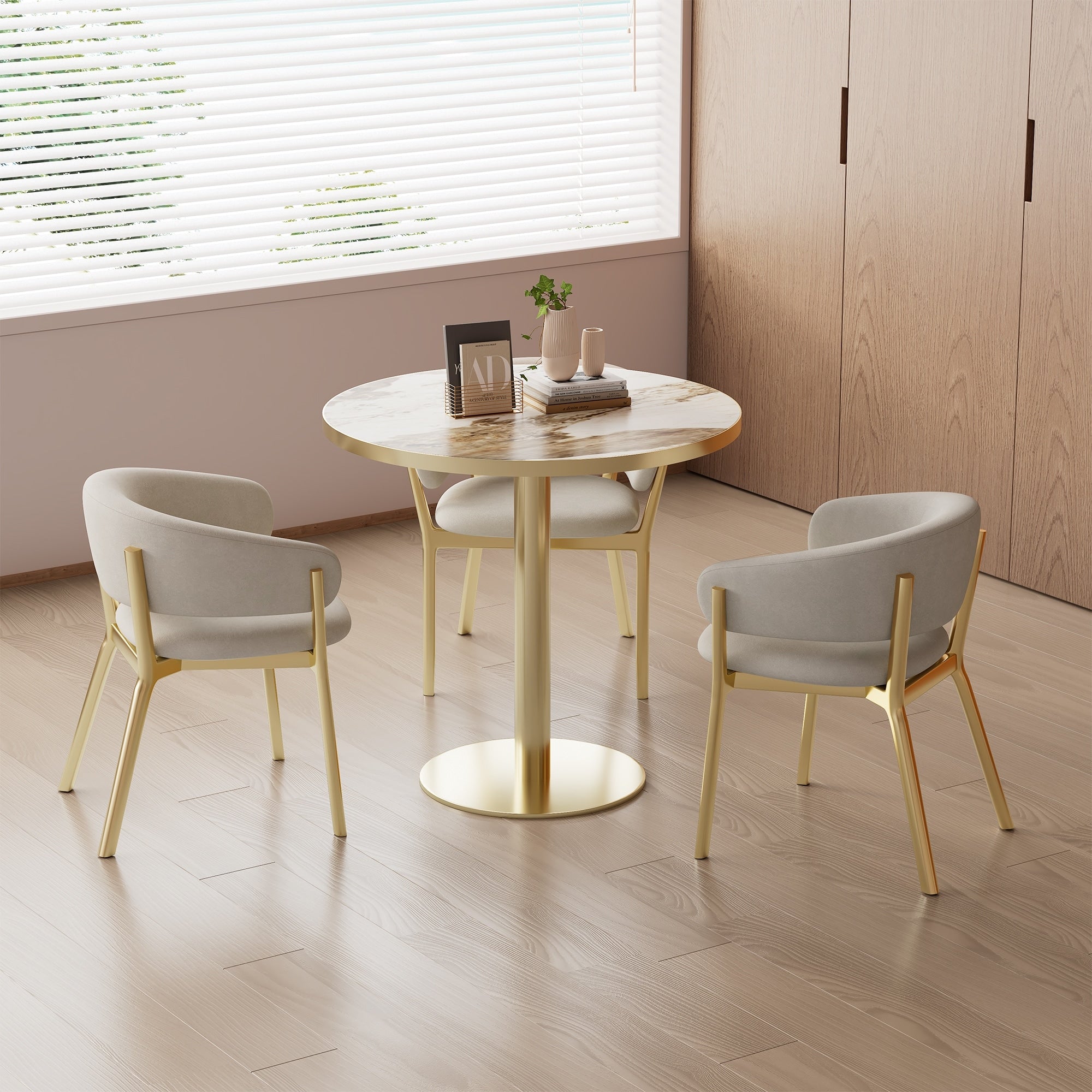 Square Modern Dinning Table 31.5 Inches Bistro Table Tulip Table With Faux Marble Top Sturdy Metal Frame Diameter