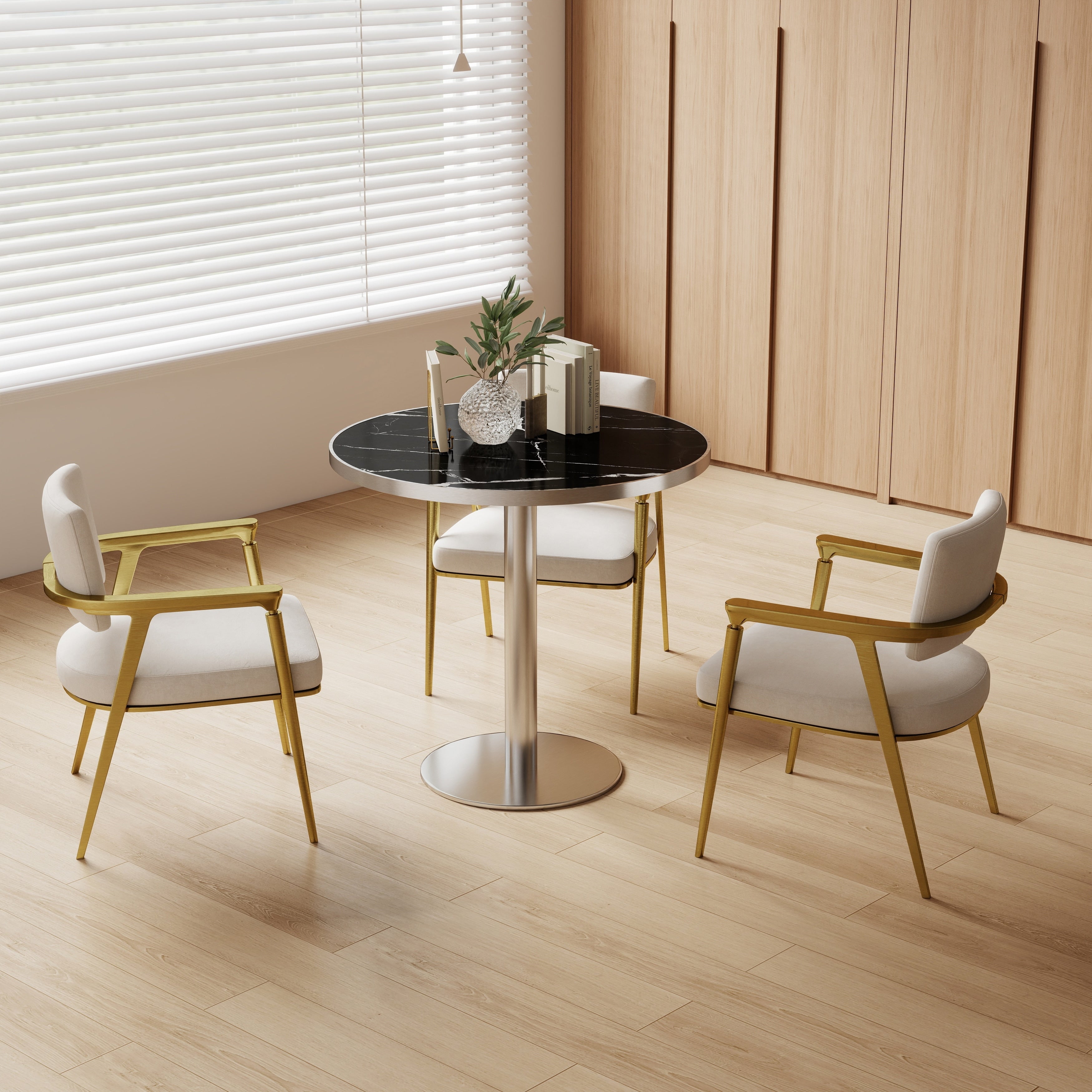 Square Modern Dinning Table 31.5 Inches Bistro Table Tulip Table With Faux Marble Top Sturdy Metal Frame Diameter